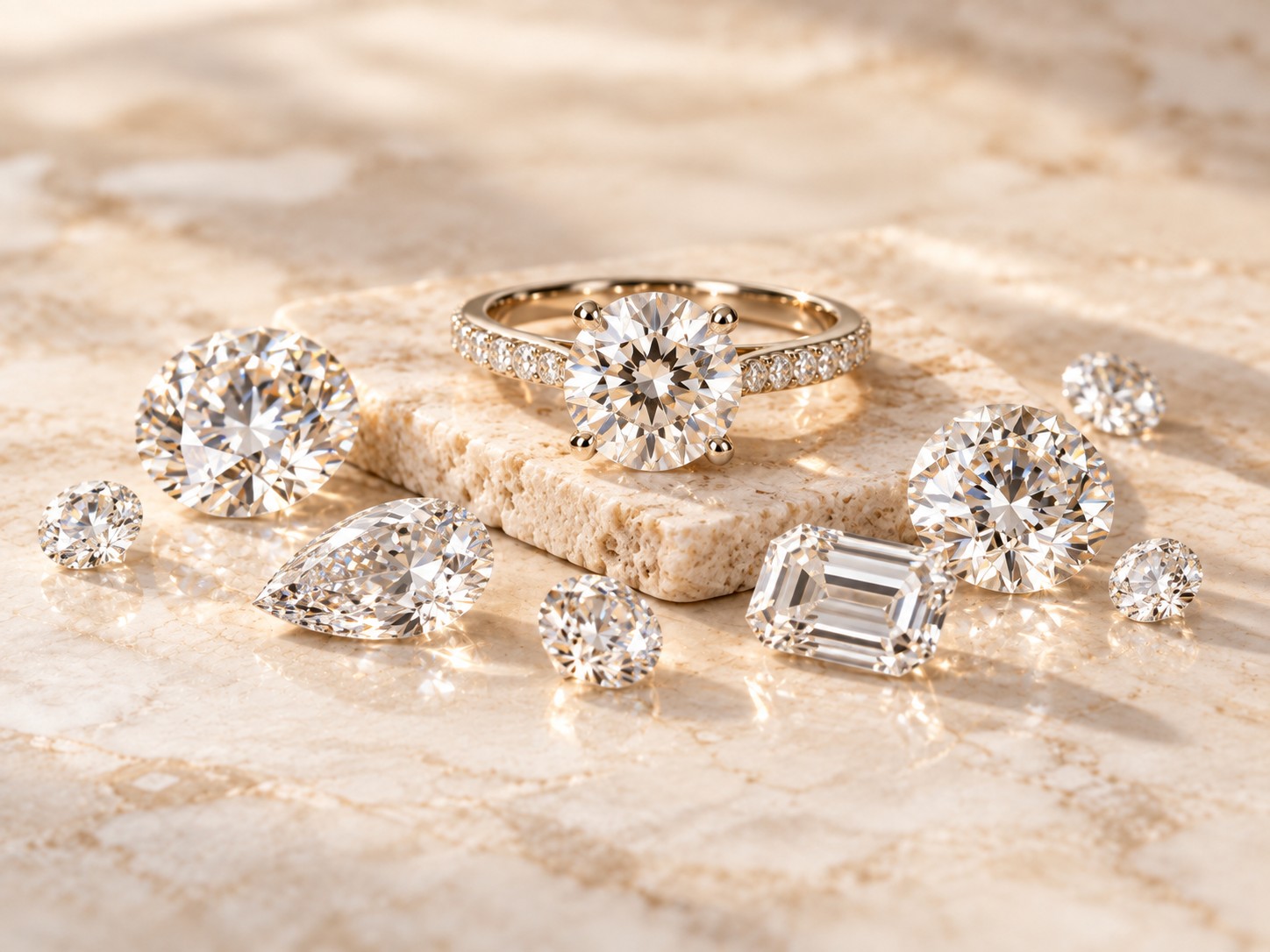 Diamond jewelry prepared for a professional evaluation